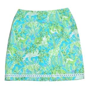 Vintage Lilly Pulitzer “White Label” Jungle & Animal Print Skirt Size 2
